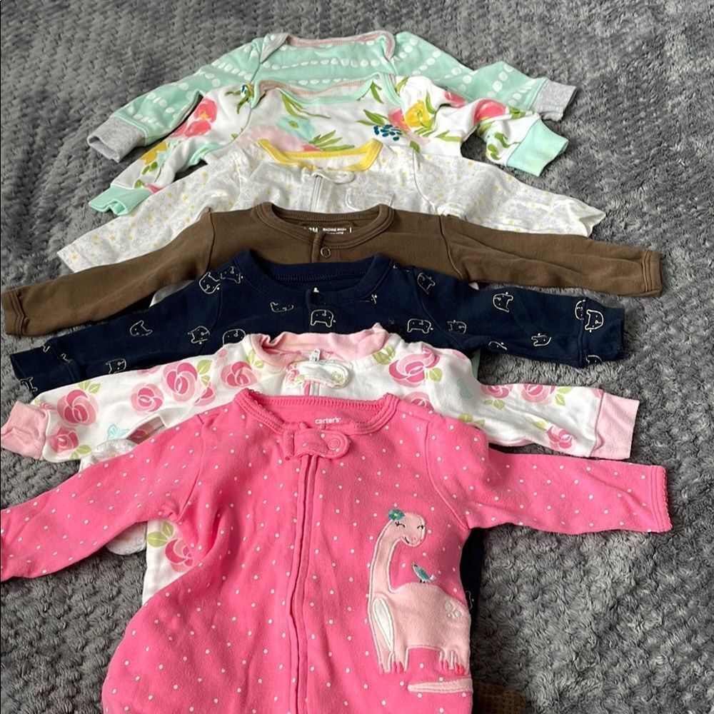 ❤️Carter's Baby Gap Onesie Pajamas Set with Floral and Polka Designs 0-3months